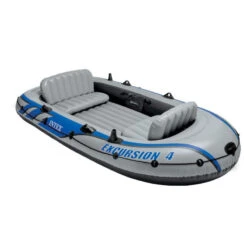 BATEAU GONFLABLE INTEX EXCURSION 4 + 2 AVIRONS + GONFLEUR -Nautica Aventure bateau gonflable intex excursion 4 2 avirons gonfleur 4