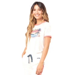 T-SHIRT RIP CURL TIKI RINGER BEIGE FEMME -Nautica Aventure t shirt rip curl tiki ringer beige femme 3