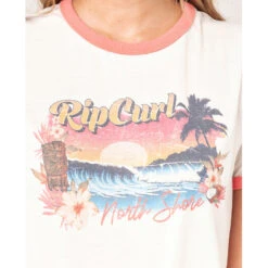 T-SHIRT RIP CURL TIKI RINGER BEIGE FEMME -Nautica Aventure t shirt rip curl tiki ringer beige femme 4